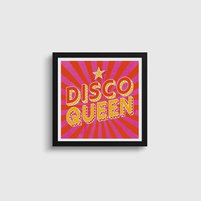 Disco Queen Bright Typography Wall Art | Funky Wall Decor | Fun Kitchen Disco Print | Vibrant Contemporary & Uplifting Graphic Poster