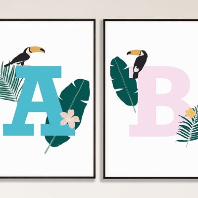 Personalised Gift Palm Print | Tropical Print | Monogram Type Print | Kids Room Print | Gift for Teen