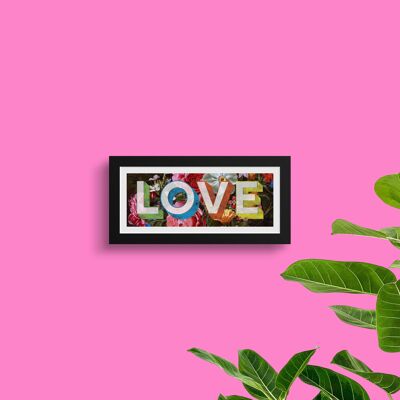Pop Art LOVE Print | Framed Wall Art | Love Typography Floral Picture | Contemporary Gallery Wall Print | Graphic Wall Decor