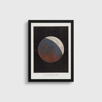 Vintage Moon Print | Trouvelot Astronomy Print | Partial Eclipse of the Moon | A4, A3, 30x40cm Print | Night Sky | Lunar print