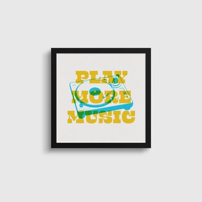 Play More Music retro-style wall decor | Gift for music lover | Record player artwork | Graphic Music Print