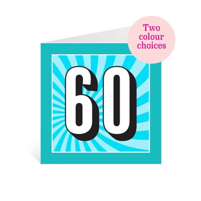 60th Birthday Card | Vibrant bold Number 60 Card | 60th Celebration Card | born in 1962 | Card for mum, dad, aunt, uncle, sibling, friend