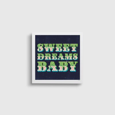 Vintage Carnival Style Typography Print SWEET DREAMS BABY | Retro typography art | Nursery Art | Children's Bedroom Artwork