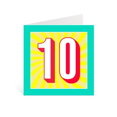 10th Birthday Card | Number 10 Birthday Card