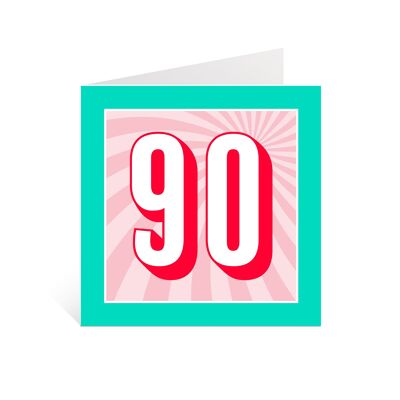 90th Birthday Card | Vibrant Number 90 Birthday Card | Bold 90th card for gran, grandad, uncle, aunt, sister, brother or friend born in 1932