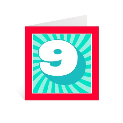 Number 9 Birthday Card | 9th Card | Vibrant No9 Card for son, daughter, grandson, granddaughter, cousin, friend, niece, nephew, sibling