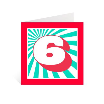 Number 6 Birthday Card | Vibrant 6th Birthday Card for granddaughter, grandson, daughter, son, niece, nephew, cousin, friend | Graphic Card