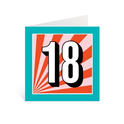 18th Milestone Birthday Card | Fab bold & bright 18th birthday card | Type card for Teen | 18th Celebration
