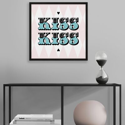 Typography Print "Kiss, Kiss" | Retro Carnival-Style Print | Pretty typography house print | Vintage style contemporary print