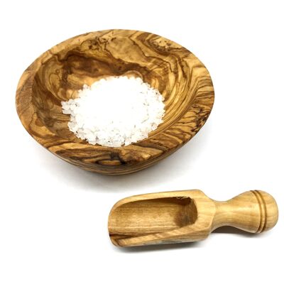 Flat salt bowl round plus salt shovel