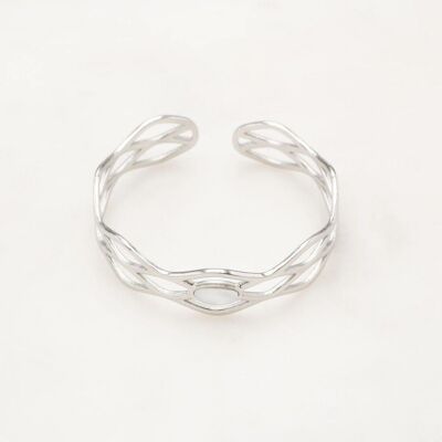 Nixie bangle bracelet - Silver White mother-of-pearl