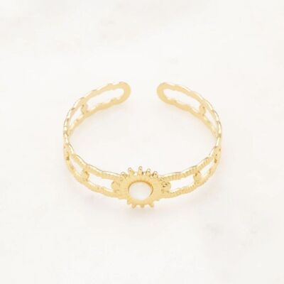 Helicia bangle bracelet - Gold White mother-of-pearl