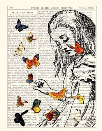 Alice au pays des merveilles jouant avec des papillons - Livre Page S 5x7 2