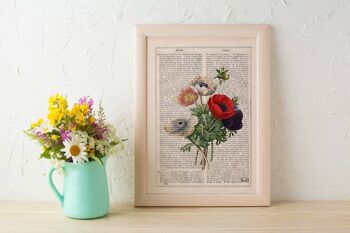 Collage de bouquet d'anémones Print - Book Page S 5x7 (No Hanger) 4