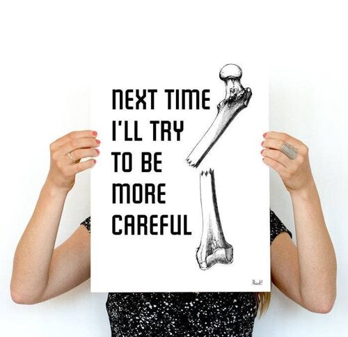 Be careful typography Anatomy wall art - A5 White 5.8x8.2 (No Hanger)