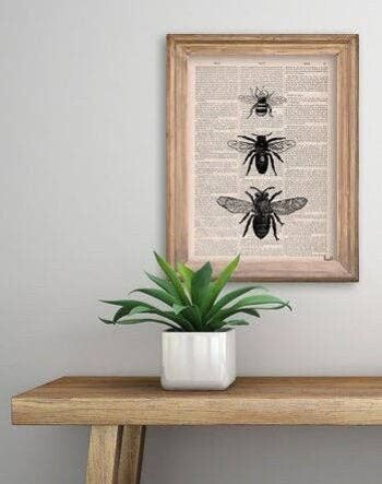 Bee Art Print - Livre Page L 8.1x12 (No Hanger) 2