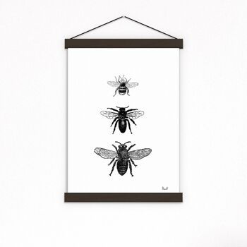 Bee Art Print - Livre Page L 8.1x12 (No Hanger) 3