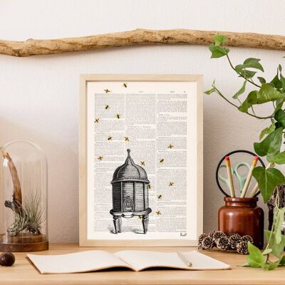 Bee hive Print - A5 White 5.8x8.2 (No Hanger)