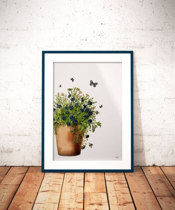 Abeilles et papillons sur Lobelia Print - A4 White 8.2x11.6 (No Hanger) 2