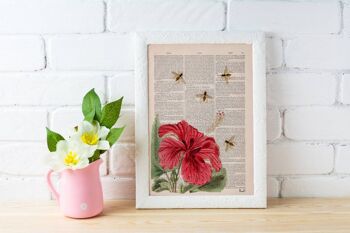 Bees and the Hibiscus Print - Livre Page M 6.4x9.6 (No Hanger) 4