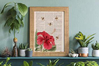 Les abeilles et l'impression d'hibiscus - blanc 8 x 10 (sans cintre) 1