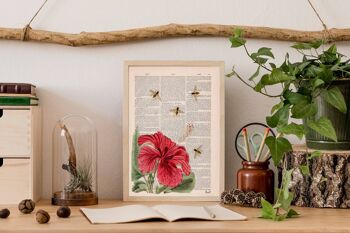 Affiche Abeilles et Hibiscus - Blanc 8x10 3