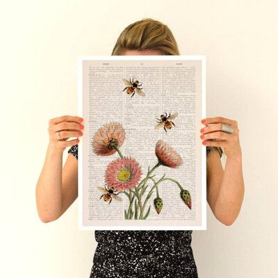 Abeilles et fleurs sauvages Poster