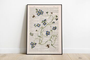 Abeilles aux fleurs sauvages bleues - Page de livre M 6,4x9,6 (Sans cintre) 1