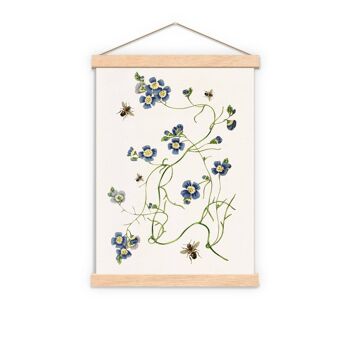 Abeilles avec fleurs sauvages bleues - A4 Blanc 8.2x11.6 (Sans cintre) 2