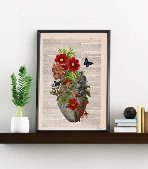 Blue Butterflies Anatomical Heart - Book Page L 8.1x12 (No Hanger)