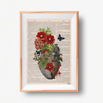 Coeur Anatomique Papillons Bleus - Livre Page M 6.4x9.6 (Sans Cintre) 2