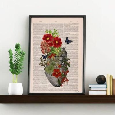 Blue Butterflies Anatomical Heart - Book Page S 5x7 (No Hanger)