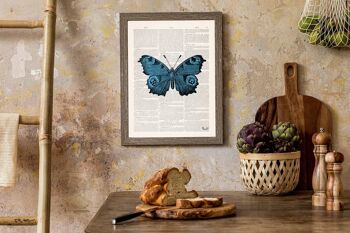 Blue Butterfly art collage print - Livre Page L 8.1x12 (No Hanger) 2