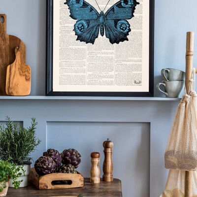 Blue Butterfly art collage print - White 8x10 (No Hanger)