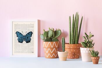 Impression de collage d'art papillon bleu - blanc 8 x 10 (sans cintre) 3