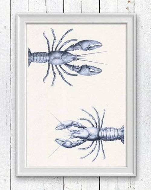 Blue Print decor Lobsters couple - White 8x10 (No Hanger)