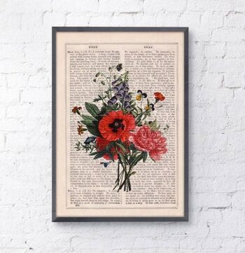 Botanical Floral Bouquet print art - Book Page M 6.4x9.6 (No Hanger) 2