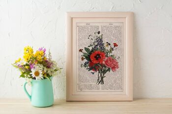 Botanical Floral Bouquet print art - Book Page M 6.4x9.6 (No Hanger) 4