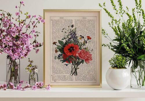 Botanical Floral Bouquet print art - Book Page S 5x7 (No Hanger)