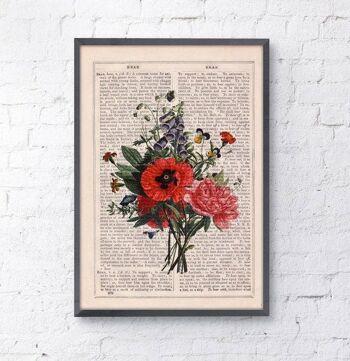 Botanical Floral Bouquet print art - A5 White 5.8x8.2 (No Hanger) 2