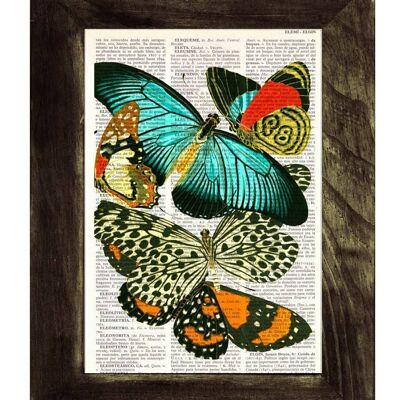 Impression de collage d'art de papillons - Page de livre L 8.1x12 (No Hanger)