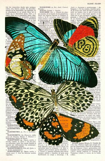 Impression collage d'art papillons - A5 Blanc 5.8x8.2 3