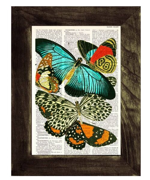 Butterflies art collage print - White 8x10