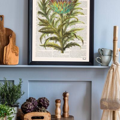 Cardoon Flower Botanical Studio Print – A4 weiß 8,2 x 11,6