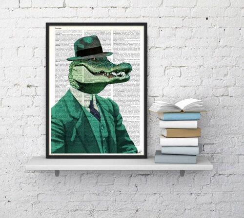 Chic Crocodile Wall art - Book Page M 6.4x9.6