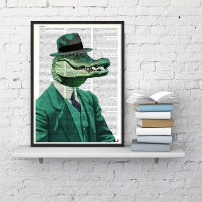 Schicke Krokodil-Wandkunst – Buchseite L 8,1 x 12