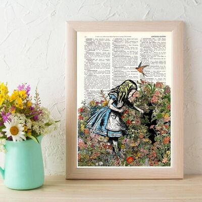 Christmas Gifts, Alice in Wonderland searching for a friend. Alice in Wonderland wall art, Wall decor Alice print, nursery art ALW045 - Book Page M 6.4x9.6
