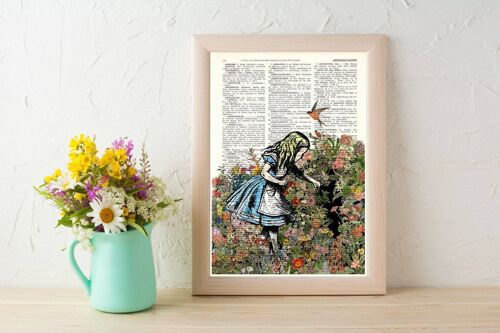 Christmas Gifts, Alice in Wonderland searching for a friend. Alice in Wonderland wall art, Wall decor Alice print, nursery art ALW045 - Book Page S 4.1x6.6