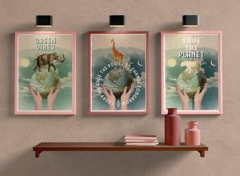 Cadeaux de Noël, affiche d'art d'éléphant - décor de salle de bain - décor de chambre de pépinière - impression d'art écologique - cadeau - Save the Planet Art ANI101PA3 (sans cintre) 3