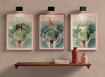 Cadeaux de Noël, affiche d'art d'éléphant - décor de salle de bains - décor de chambre de pépinière - impression d'art écologique - cadeau - sauvez l'art de planète ANI101PA3 3